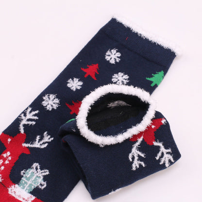 Merry Toes | Navy Santa Print Christmas Socks For Women