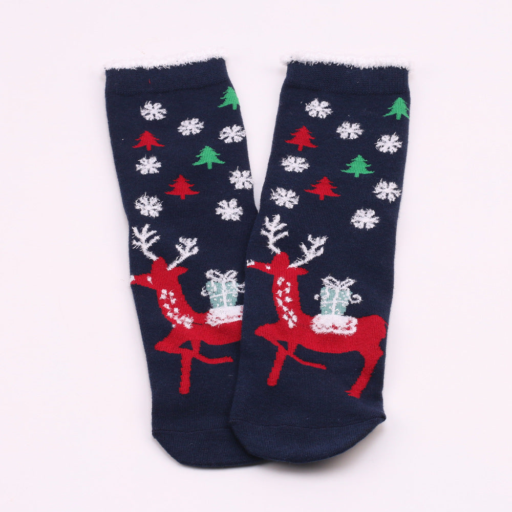 Merry Toes | Navy Santa Print Christmas Socks For Women
