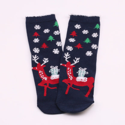 Merry Toes | Navy Santa Print Christmas Socks For Women