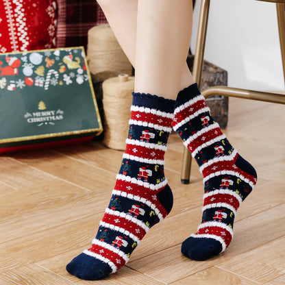 Merry Toes | Navy Santa Print Christmas Socks For Women