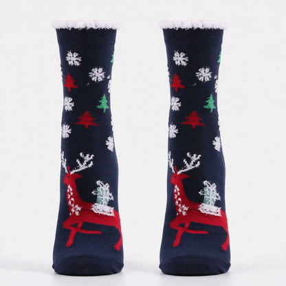 Merry Toes | Navy Santa Print Christmas Socks For Women