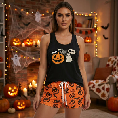Emma Cooper | Playful Pumpkin Ghost Pyjama Set For Women