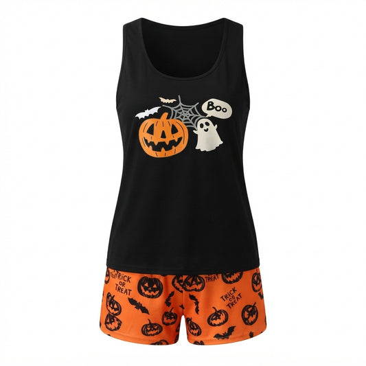 Emma Cooper | Playful Pumpkin Ghost Pyjama Set For Women