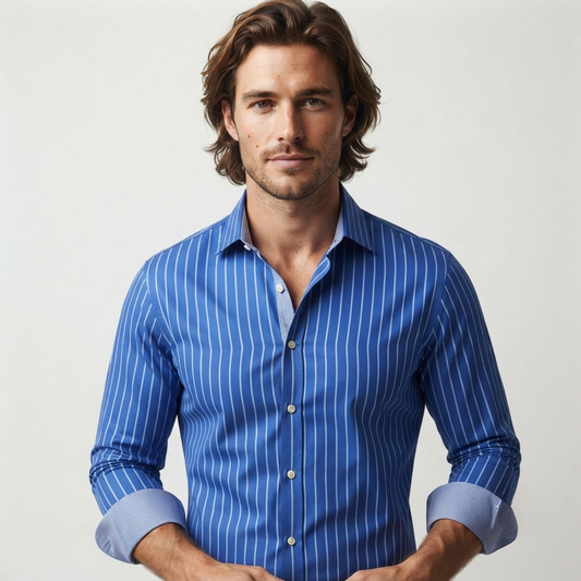 Nathaniel Brooks | Premium Striped Button-Up Shirt For Men