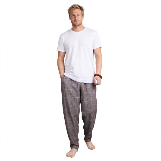 Noel Tarrant | Grey Linen Look Harem Trousers For Men
