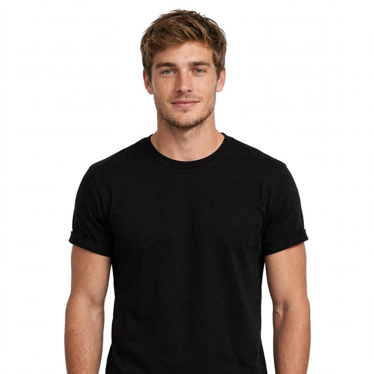 Nolan Everett | Black Crew Neck Cotton T-Shirt For Men