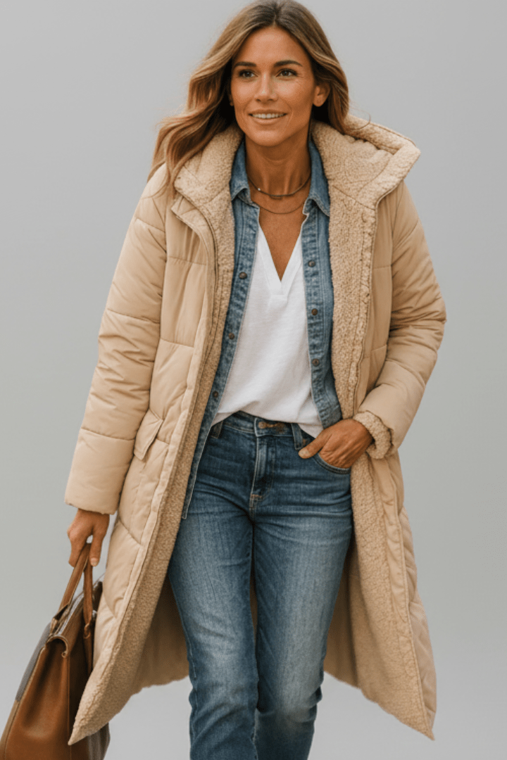 Olive Wickbridge | Hooded Longline Puffer Coat For Women