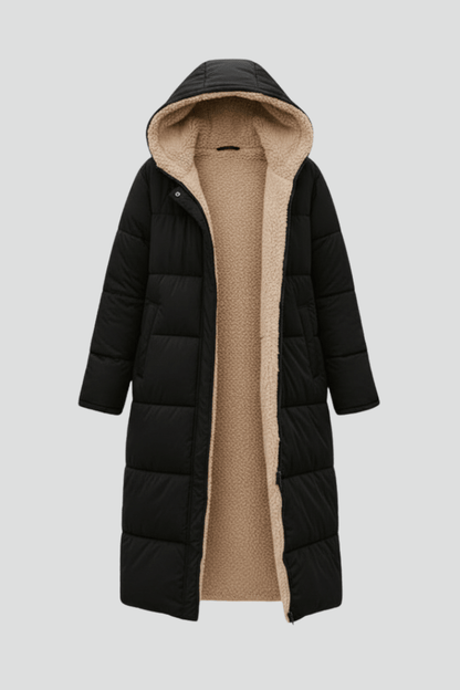 Olive Wickbridge | Hooded Longline Puffer Coat For Women