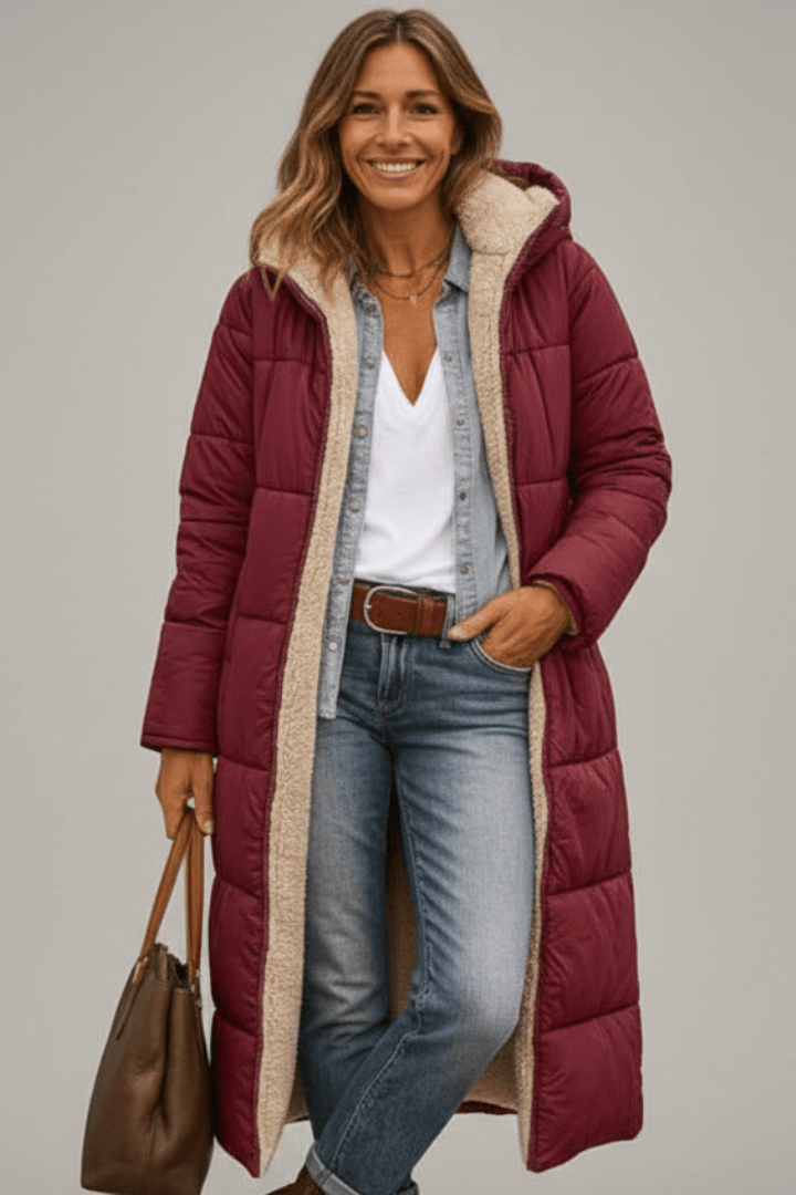 Olive Wickbridge | Hooded Longline Puffer Coat For Women