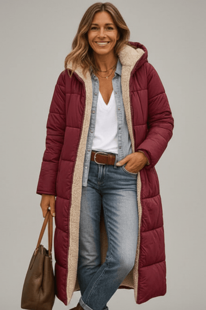 Olive Wickbridge | Hooded Longline Puffer Coat For Women