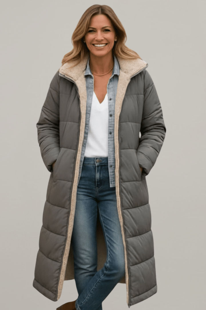 Olive Wickbridge | Hooded Longline Puffer Coat For Women