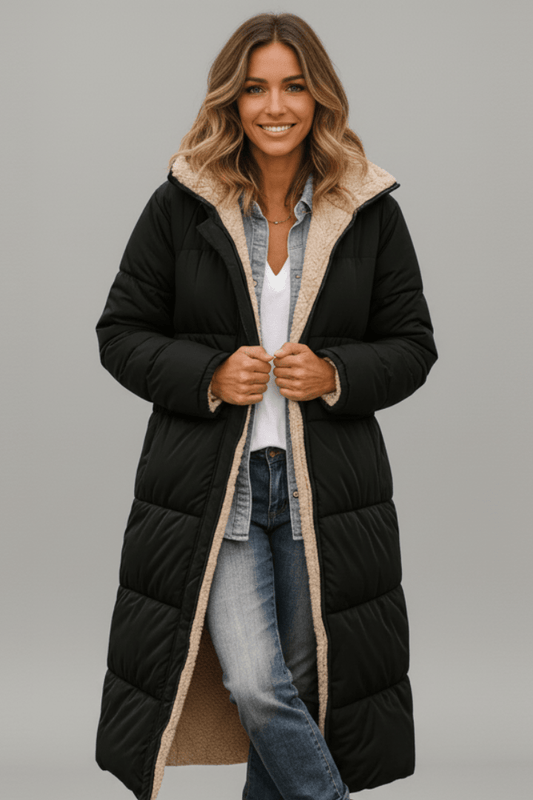 Olive Wickbridge | Hooded Longline Puffer Coat For Women