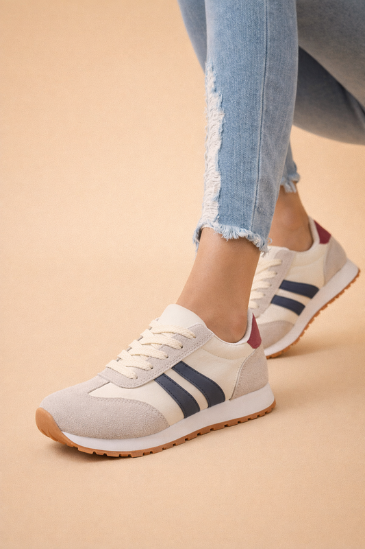 Penelope Aldington | Beige Retro Running Shoes For Women