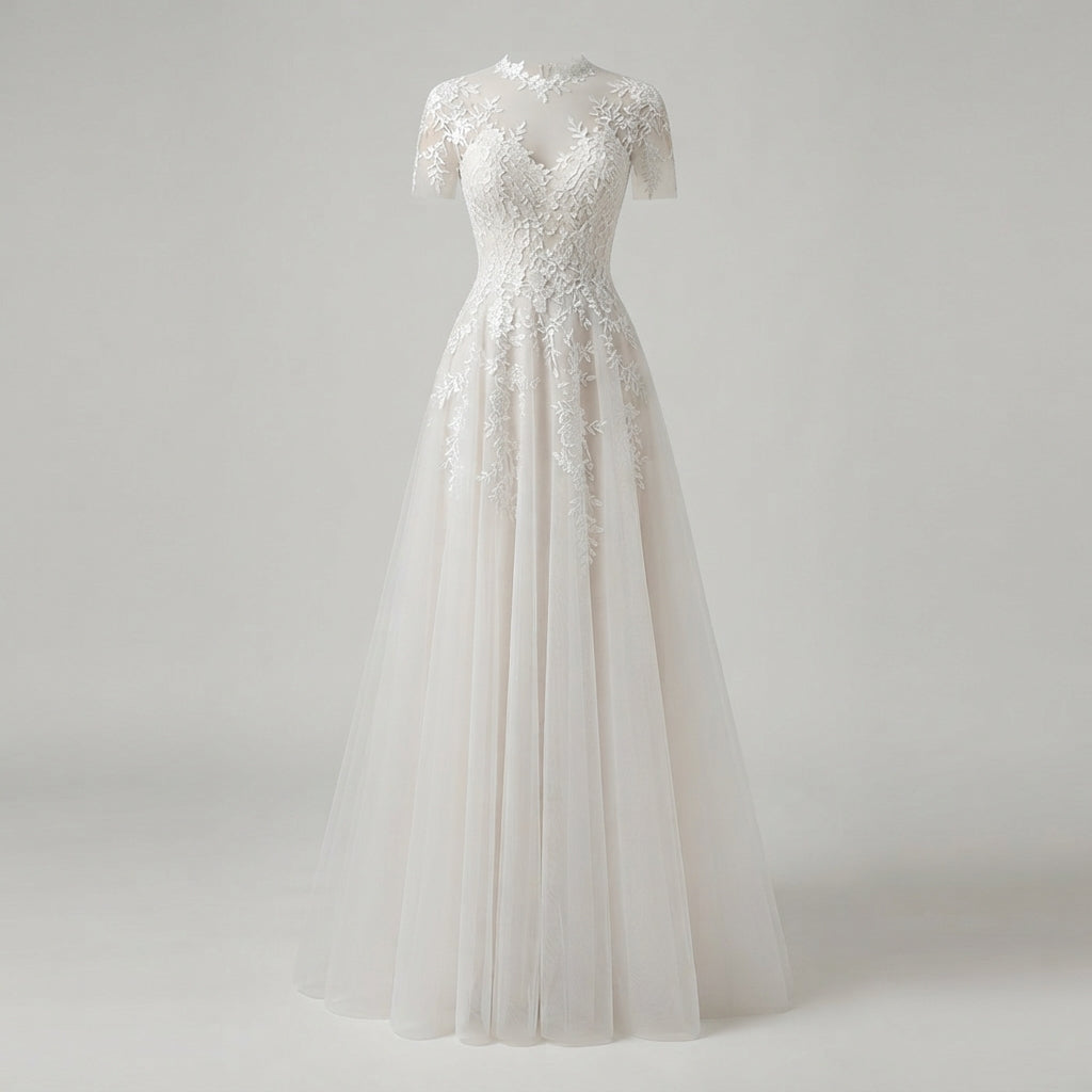 Phoebe Sinclair | Lace Tulle A-Line Wedding Gown For Women