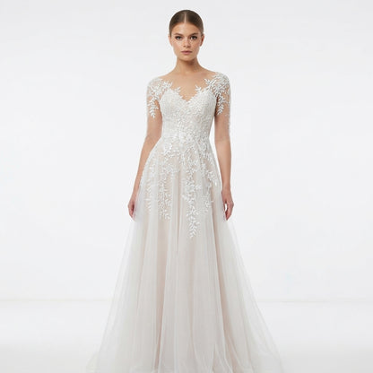Phoebe Sinclair | Lace Tulle A-Line Wedding Gown For Women