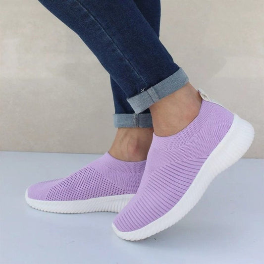 Poppy Ainsworth | Lilac Slip-On Knit Sneakers For Women