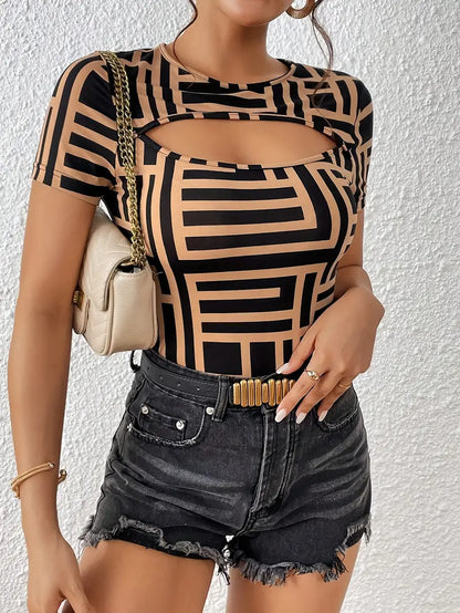 Talia Renshaw | Cut-Out Print T-Shirt For Women