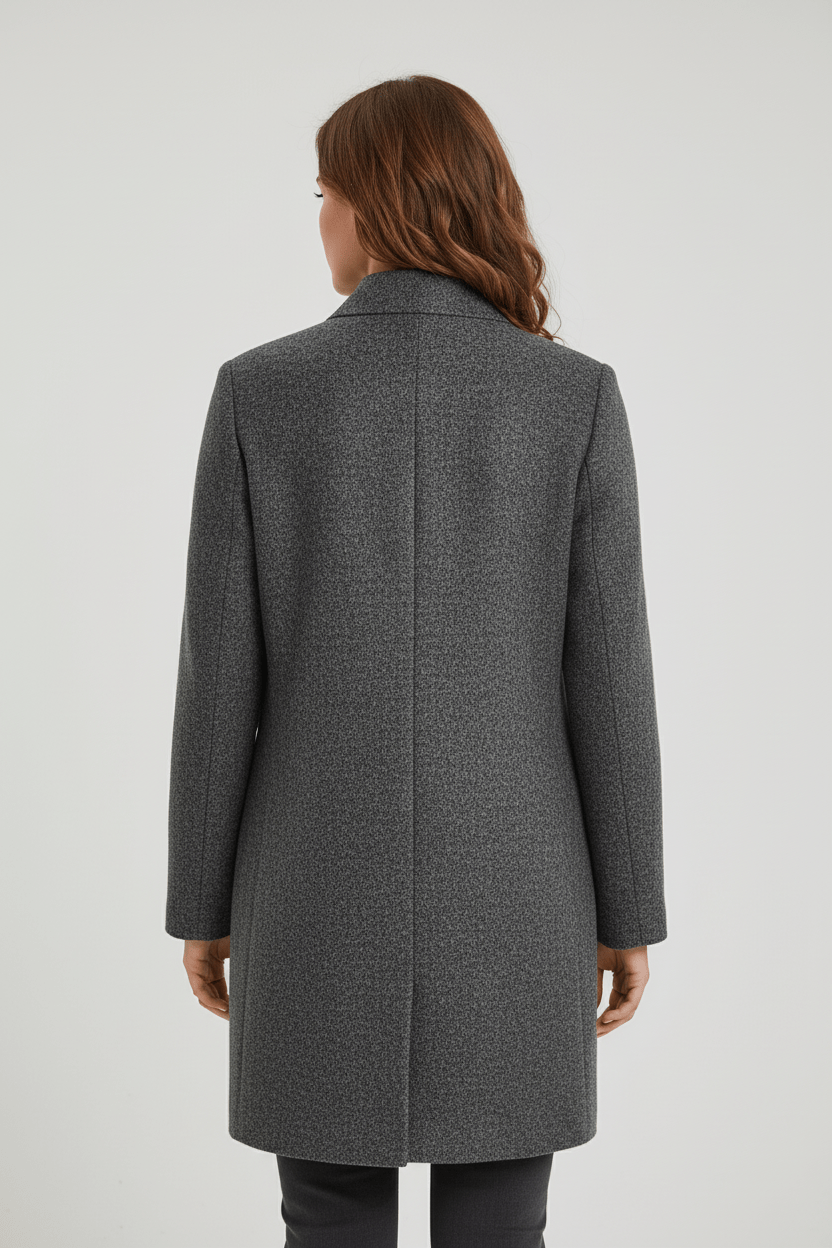Raine Vermore | Textured Stand Collar Button Coat For Women