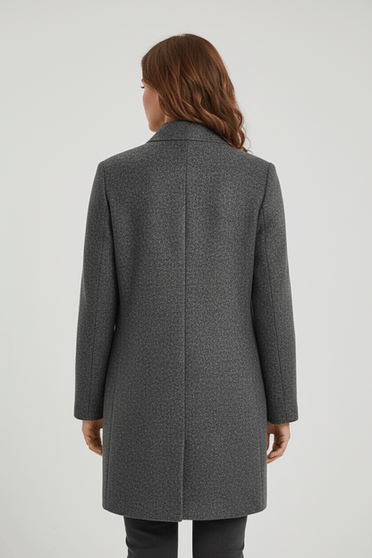 Raine Vermore | Textured Stand Collar Button Coat For Women