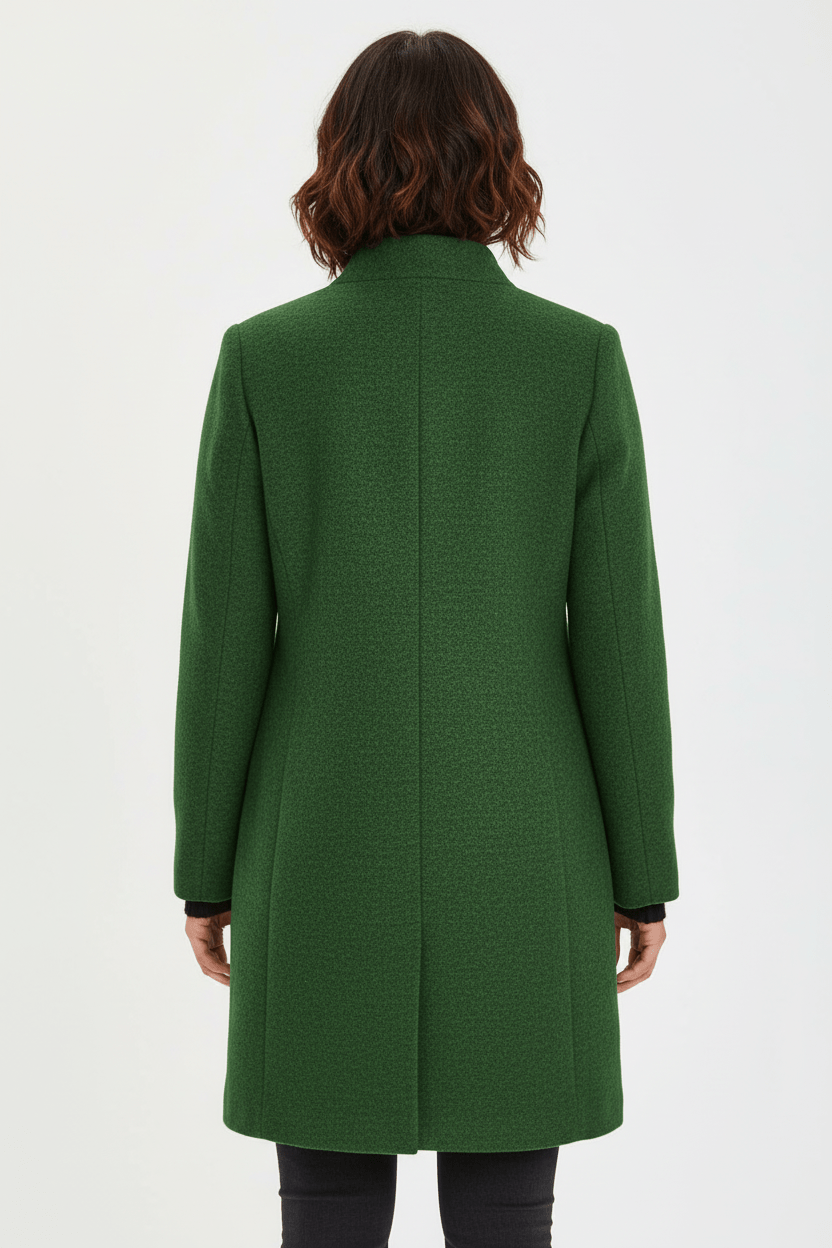Raine Vermore | Textured Stand Collar Button Coat For Women