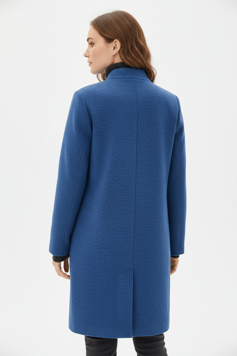 Raine Vermore | Textured Stand Collar Button Coat For Women