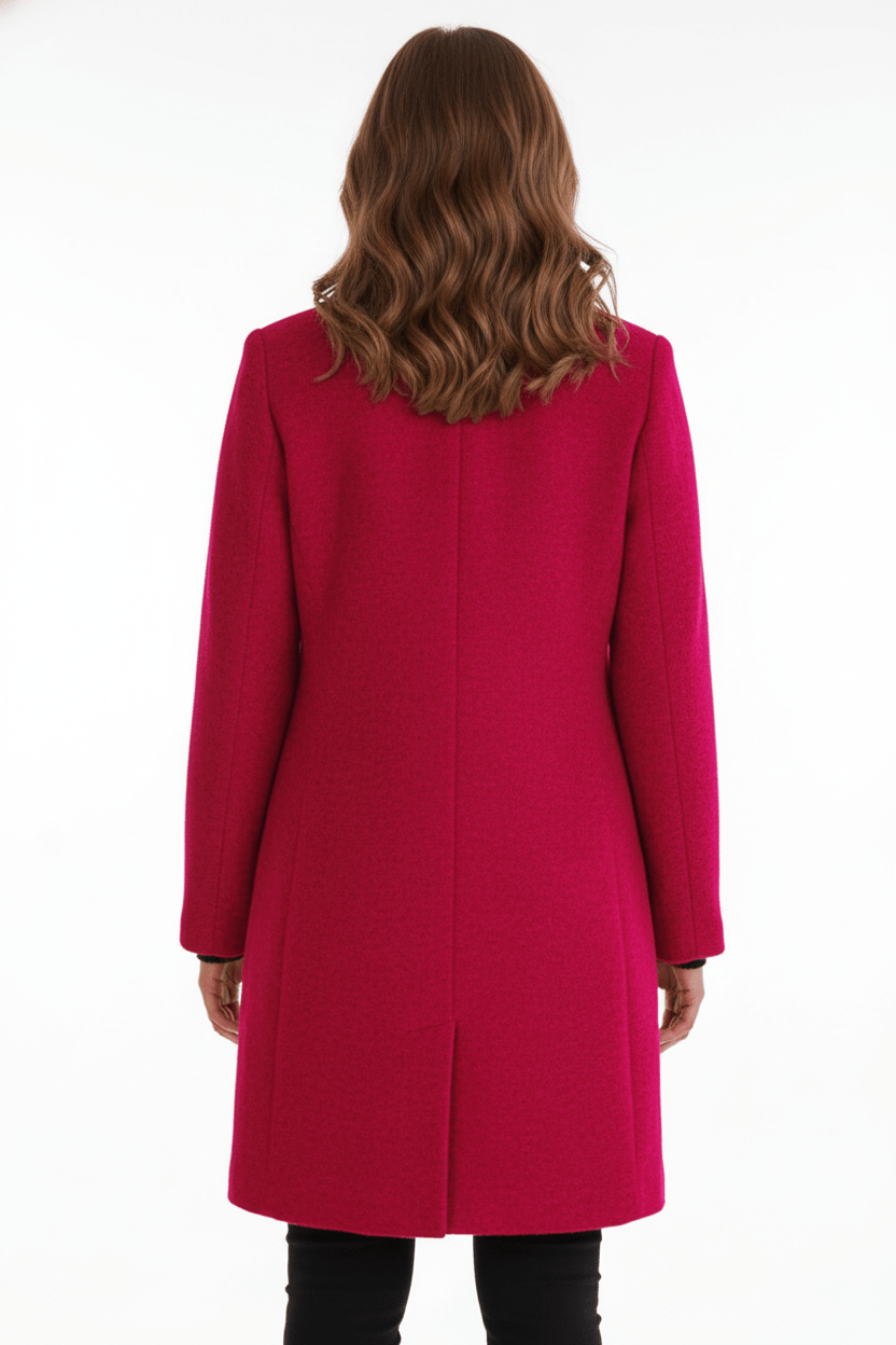 Raine Vermore | Textured Stand Collar Button Coat For Women