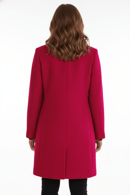 Raine Vermore | Textured Stand Collar Button Coat For Women