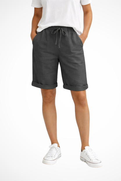 Rhys Carmody | Natural Linen Look Drawstring Shorts For Men