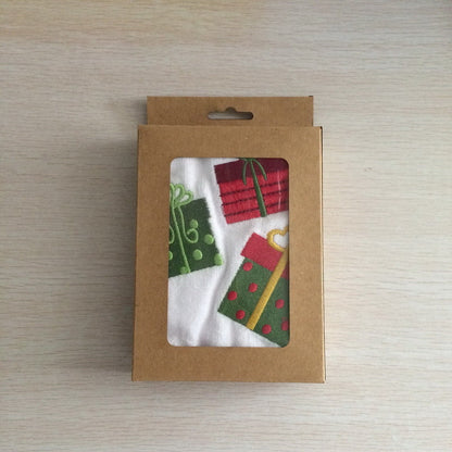 Ribbon Glow | White Embroidered Christmas Tea Towel Unisex