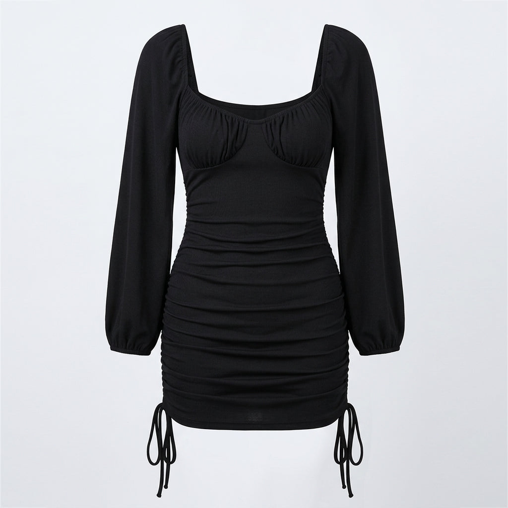 Grace Wright | Ruched Long Sleeve Mini Dress For Women