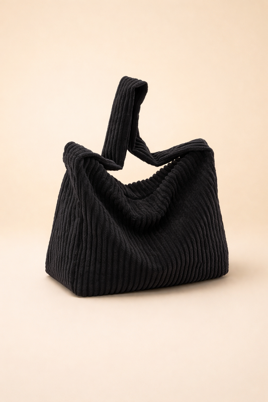 Seraphina Dowling | Black Corduroy Knot Handle Bag For Women