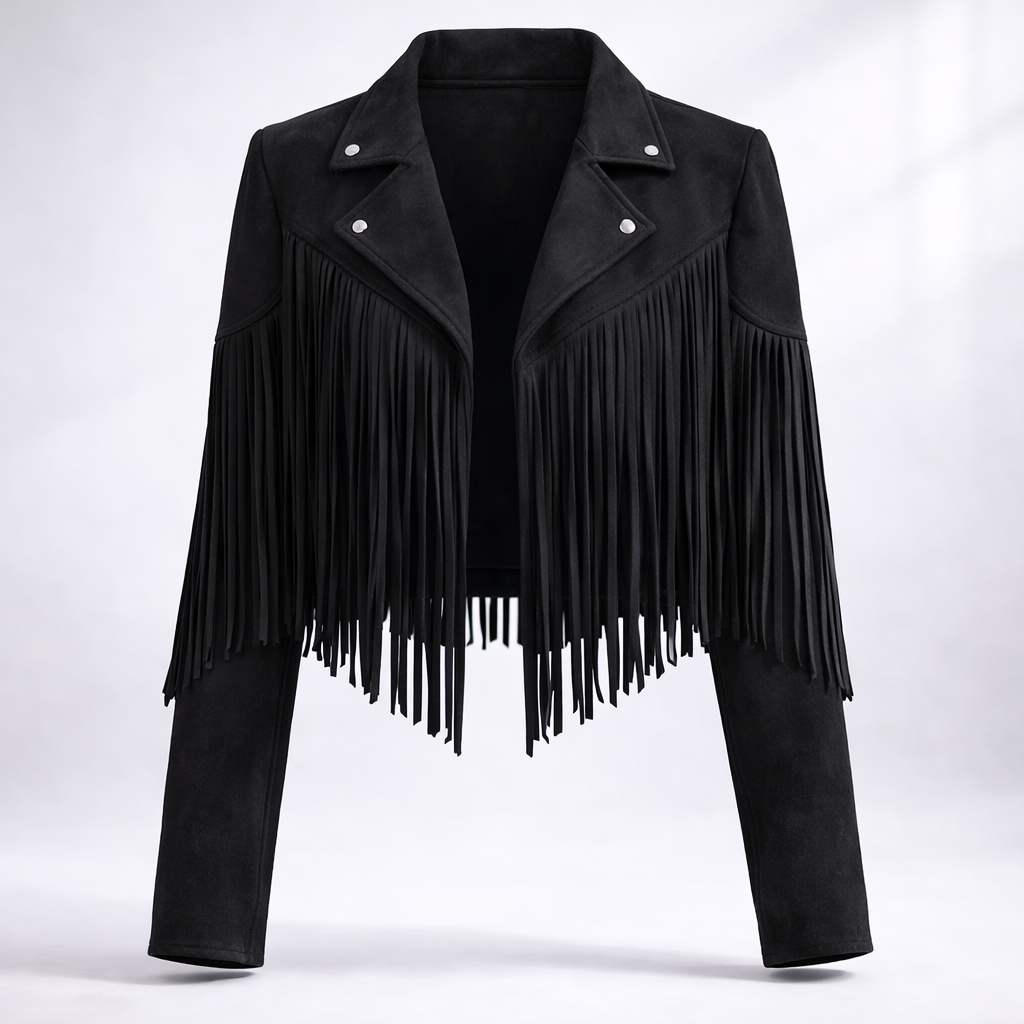 Shiloh Ashstone | Fringe Faux Suede Cropped Jacket For Women