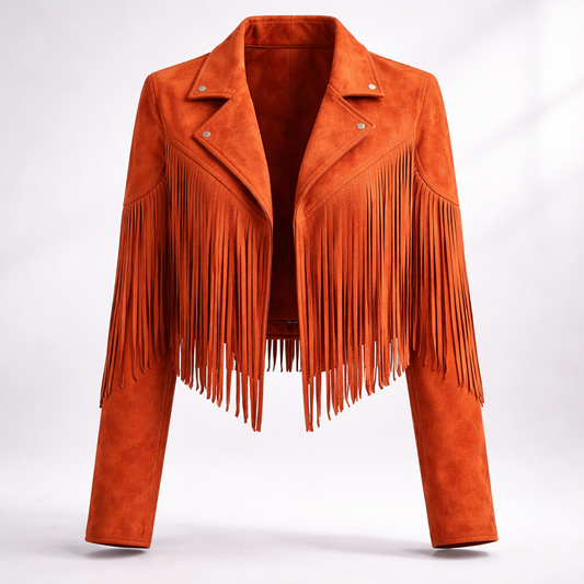 Shiloh Ashstone | Fringe Faux Suede Cropped Jacket For Women
