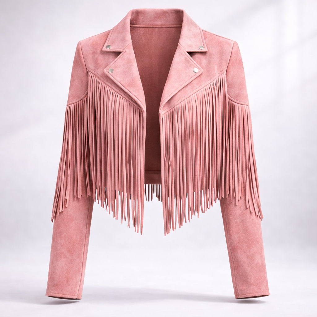 Shiloh Ashstone | Fringe Faux Suede Cropped Jacket For Women
