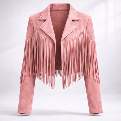 Shiloh Ashstone | Fringe Faux Suede Cropped Jacket For Women