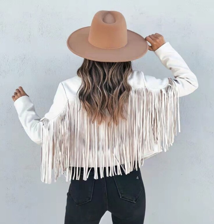 Shiloh Ashstone | Fringe Faux Suede Cropped Jacket For Women