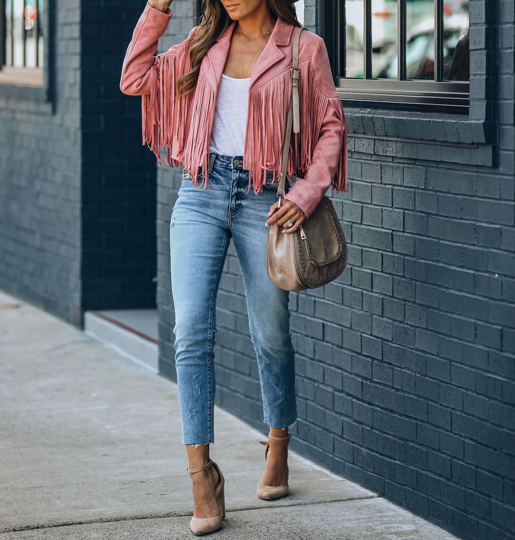 Shiloh Ashstone | Fringe Faux Suede Cropped Jacket For Women