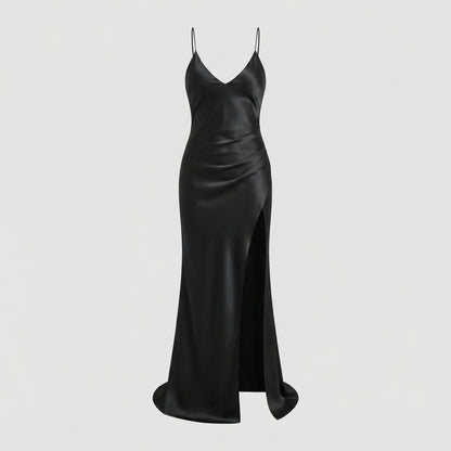 Sienna Clarke | Satin Maxi Dress With Backless Split For Women
