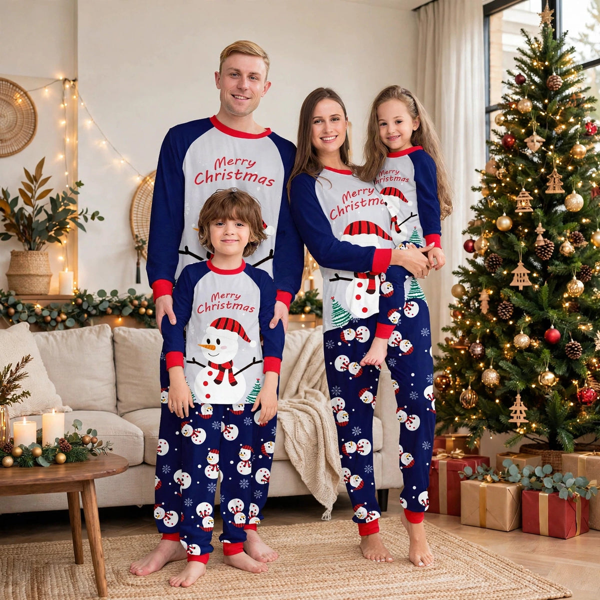 Snow Day | Navy Snowman Print Christmas Pyjamas Unisex & Family