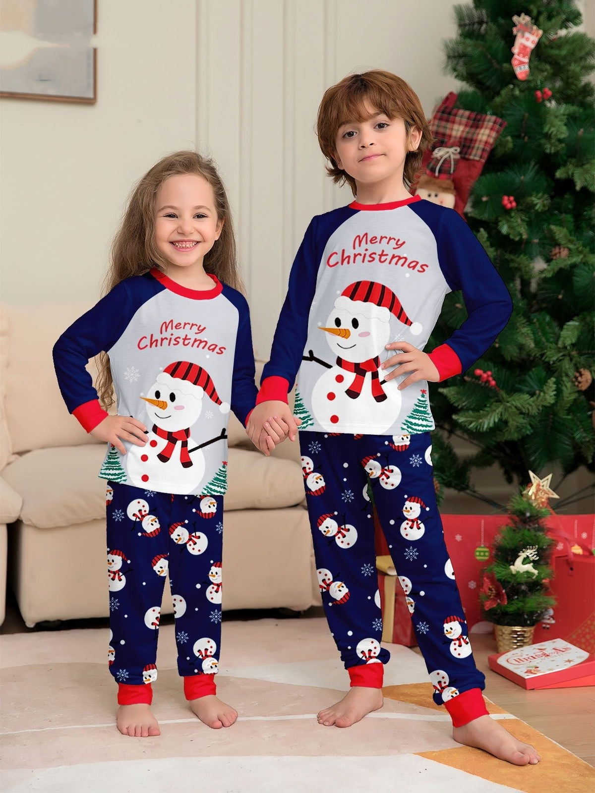 Snow Day | Navy Snowman Print Christmas Pyjamas Unisex & Family