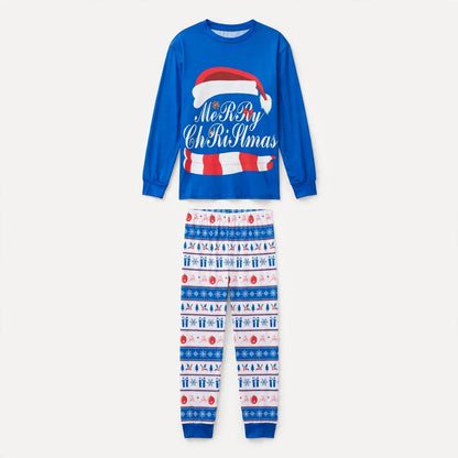 Snowfall | Blue Santa Hat Print Christmas Pyjamas Unisex & Family