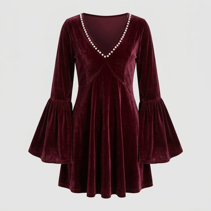 Sophie Kelly | Pearl-Trim Velvet Mini Dress For Women
