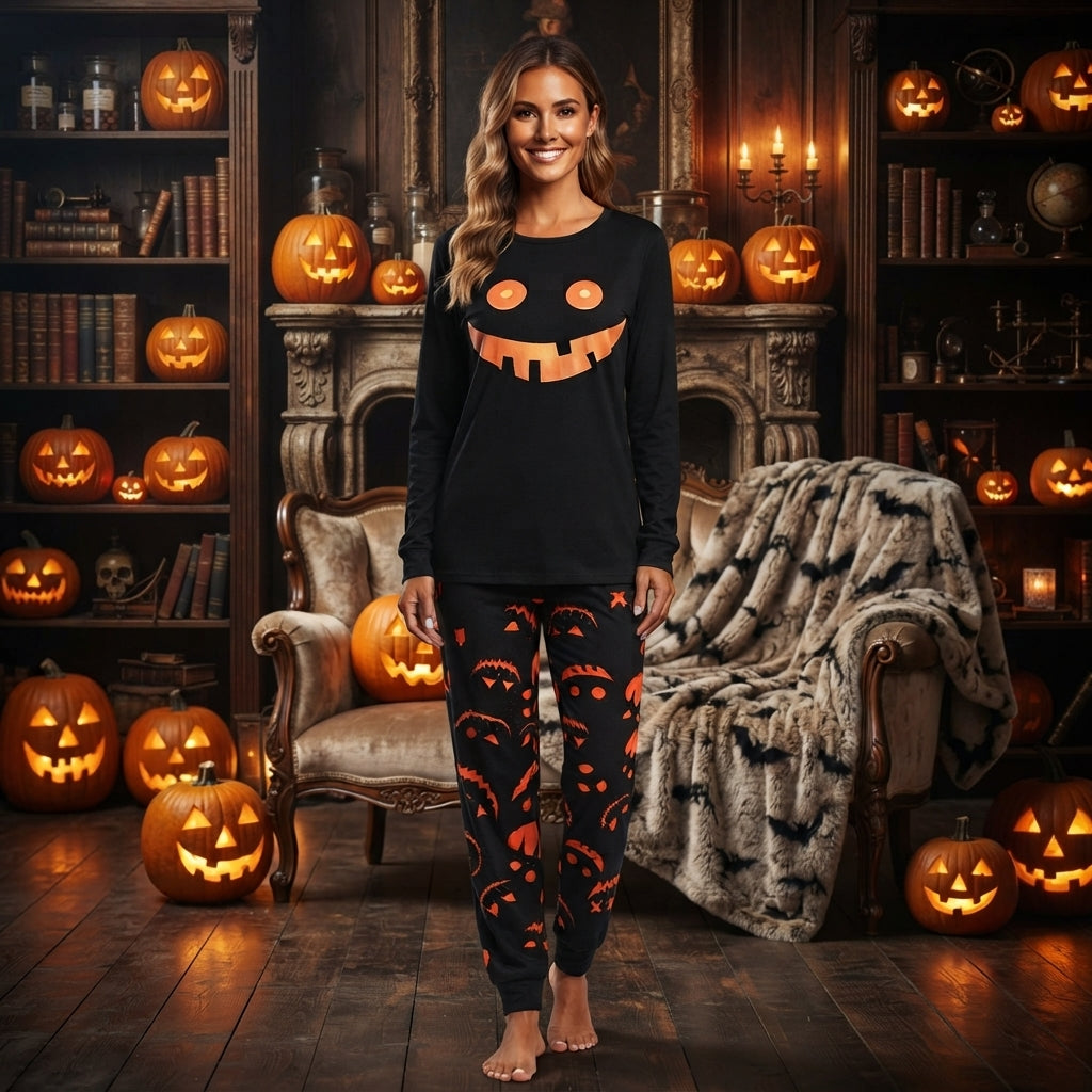 Emma Radcliffe | Pumpkin Face Halloween Pyjama Set For Unisex