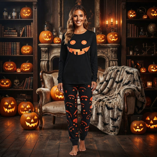 Emma Radcliffe | Pumpkin Face Halloween Pyjama Set For Unisex
