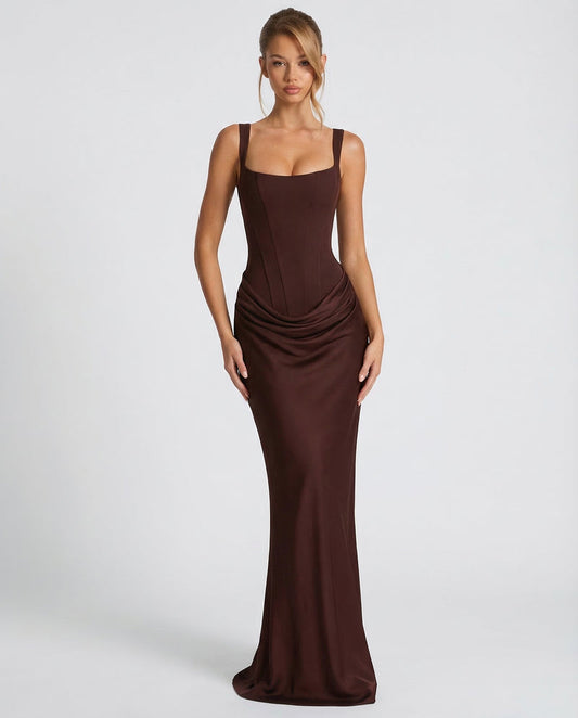 Talara Aldshaw | Corset Square Neck Maxi Dress For Women