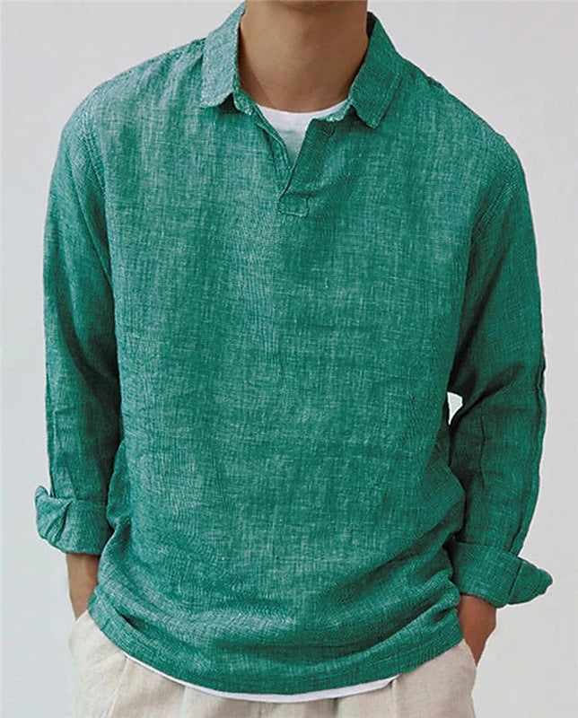 Theo Inchcape | Linen Look Popover Shirt For Men