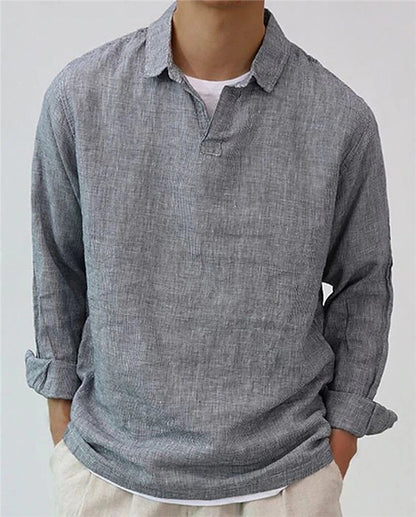Theo Inchcape | Linen Look Popover Shirt For Men