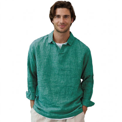 Theo Inchcape | Linen Look Popover Shirt For Men