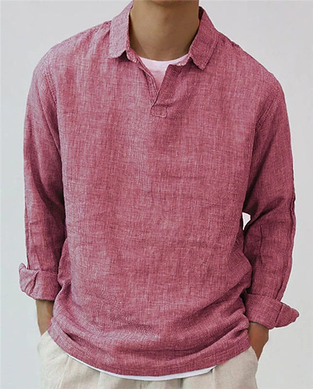 Theo Inchcape | Linen Look Popover Shirt For Men