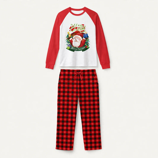 Tinsel | Red Raglan Santa Print Christmas Pyjamas Unisex & Family